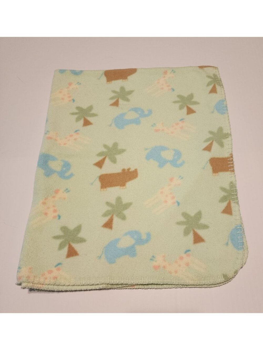 Circo baby blanket green safari animals giraffe elephant rhino palm trees